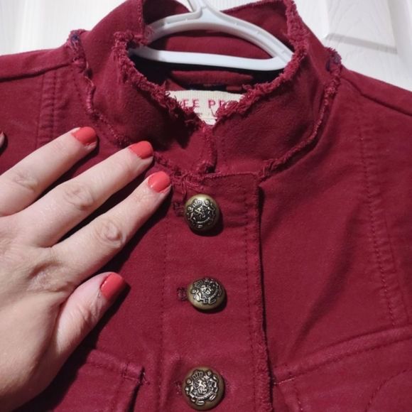 NWT Free People Maroon Red Ella Sergeant Military/Riding Jacket. - Picture 8 of 10